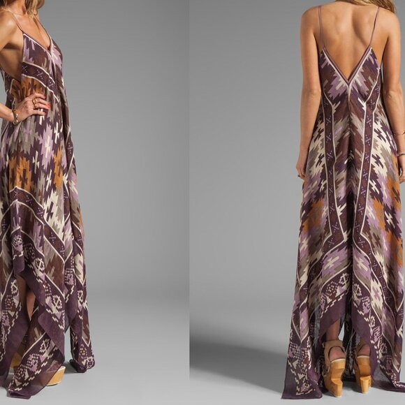 NEW Theodora Callum Linen Scarf Dress Beach CoverUp Maxi Boho Abstract Long - Picture 10 of 10